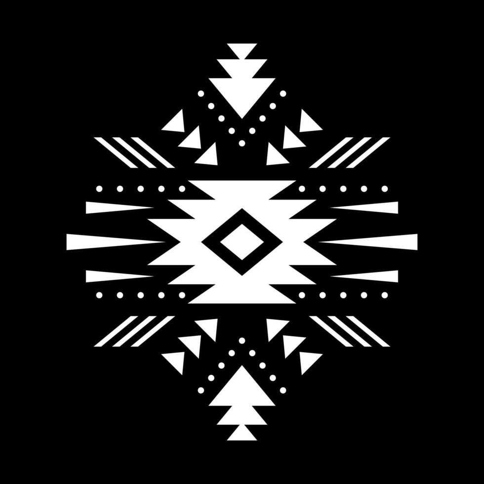 Aztec element, ethnic ornament. Tribal design, geometric symbol for border, frame, tattoo, logo, card, decorative paper. Navajo motif on black background. vector