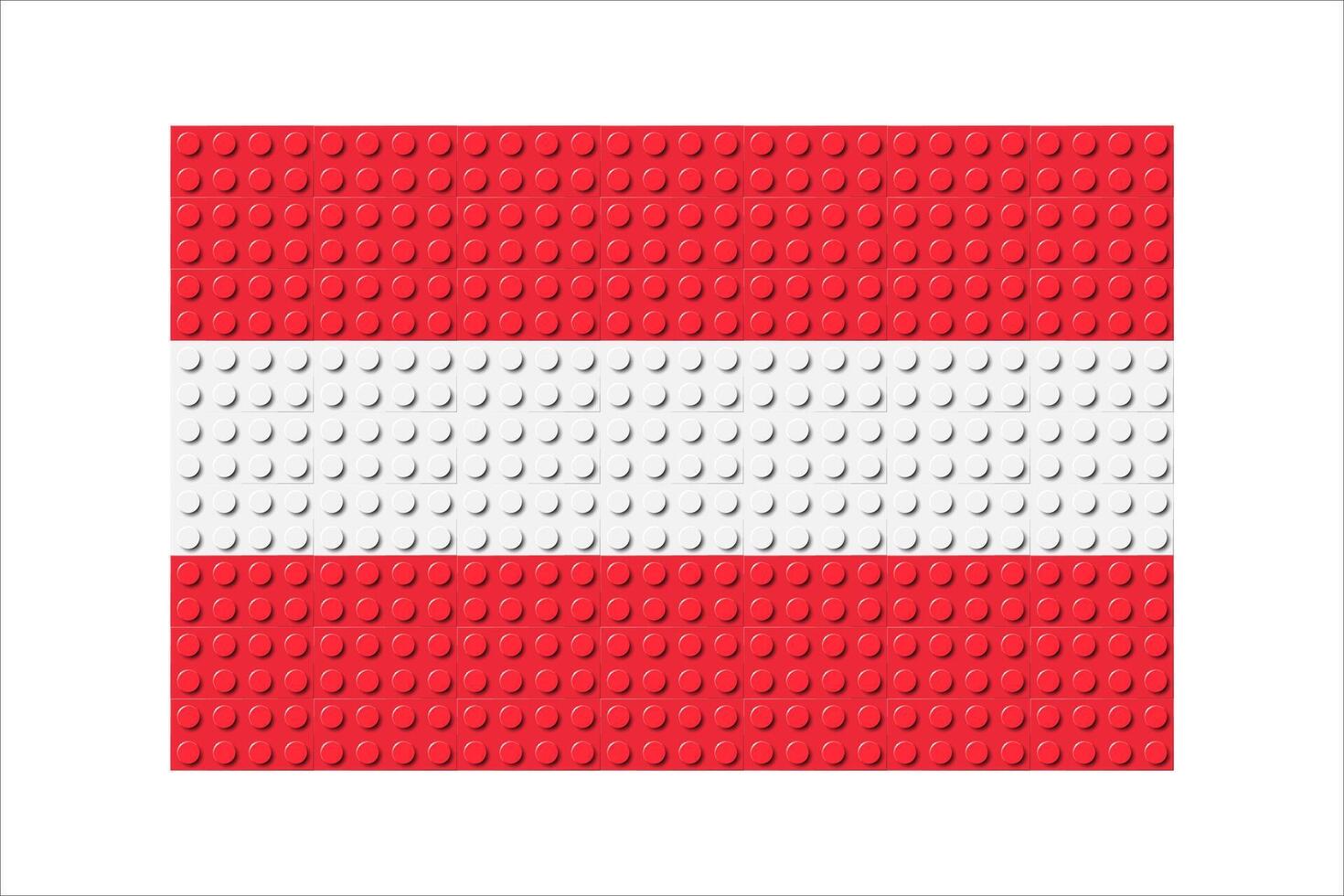 Austria flag icon. Austrian flag composed of many plastic brick toy blocks. Building bricks pattern. Abstract illustration. Isolated on a white background vector