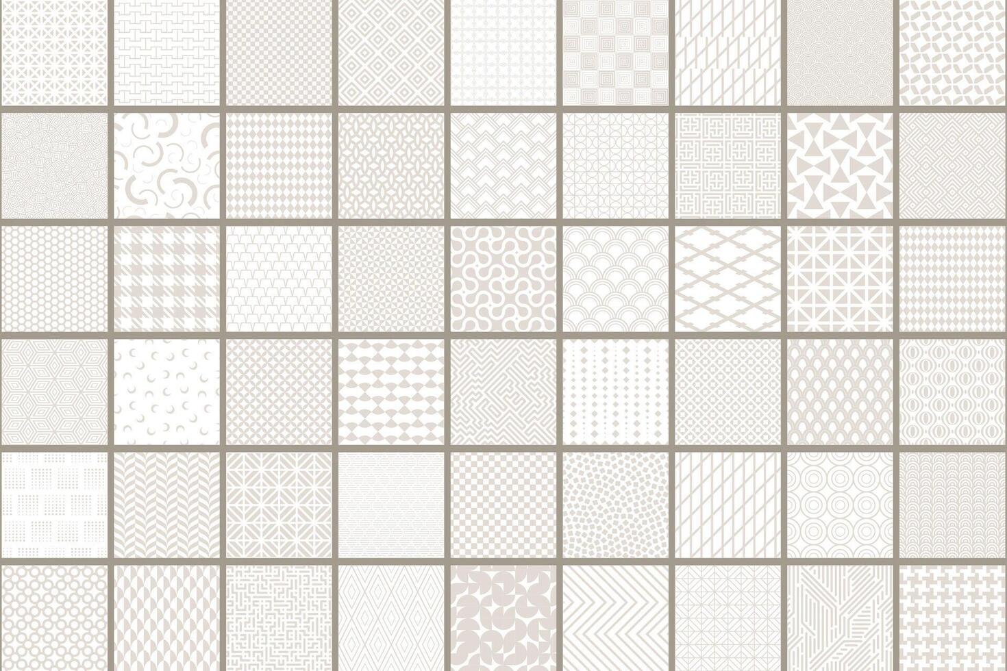 Collection of seamless geometric ornament patterns. Neutral repeatable backgrounds. Endless soft beige prints, textile textures vector