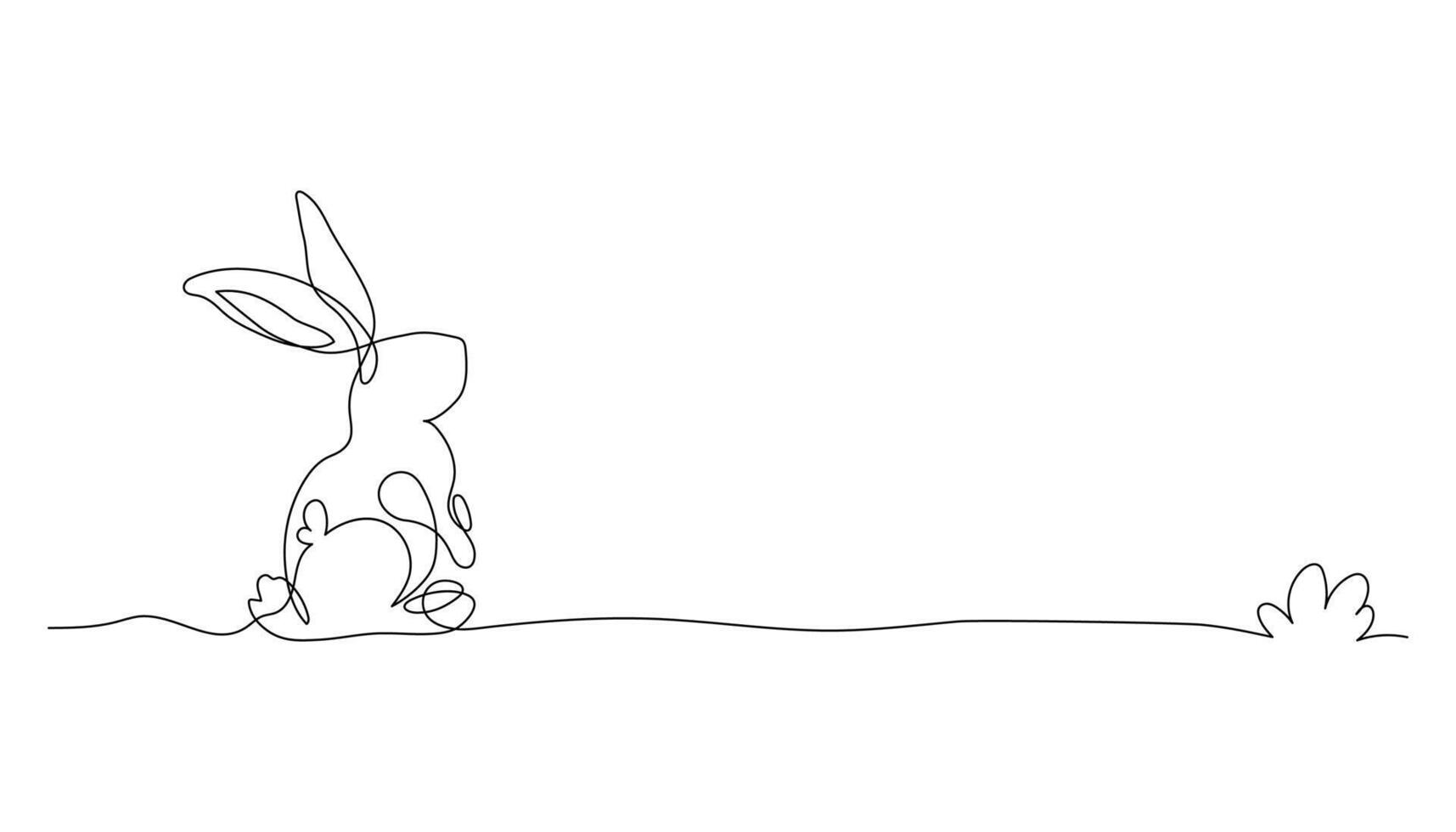 Continuous one line drawing of Easter bunny on white background. Editable strokes. Linear Illustration. Cute bunny silhouette with ears in simple minimalist style vector