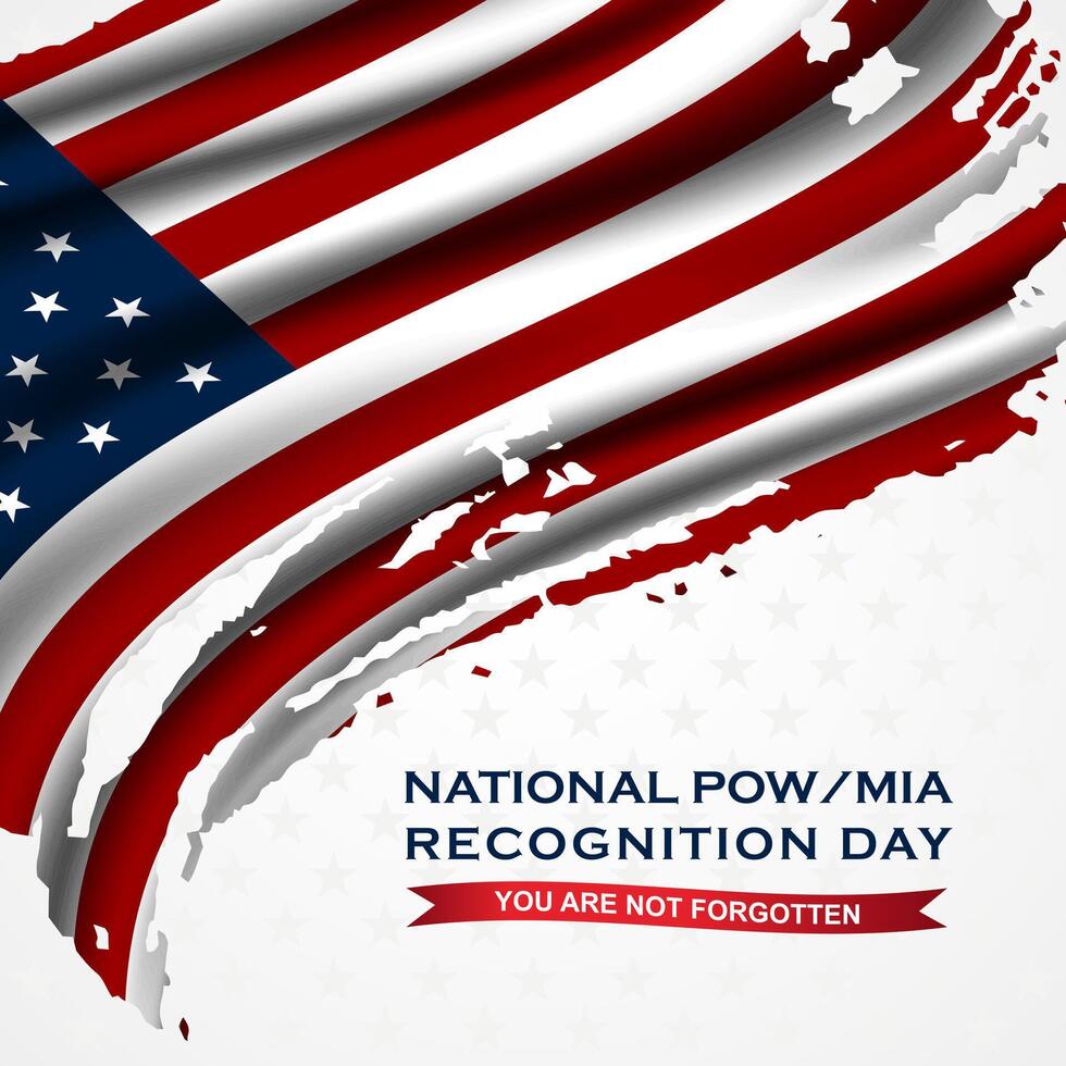National POW MIA Recognition Day Design Background Illustration With ripped US flag vector