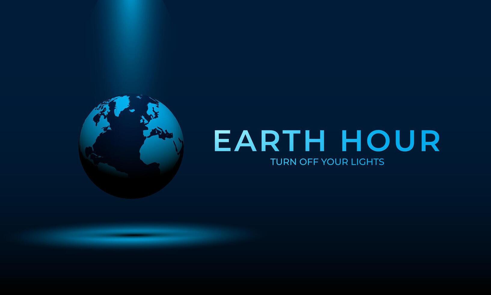 Earth hour day with turn off your lights text and blue dark color background design vector