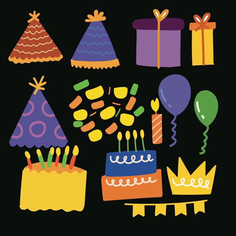 illustration of birthday event supplies vector