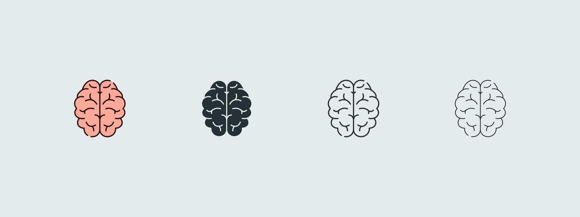 Brain Icon Set In 4 Variations For Medical And Healthcare illustration vector