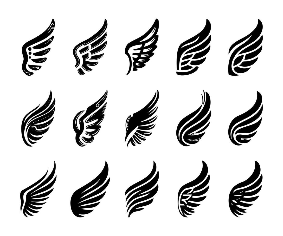 The latest collection of modern and newest wing illustrations, Doodle wings vector
