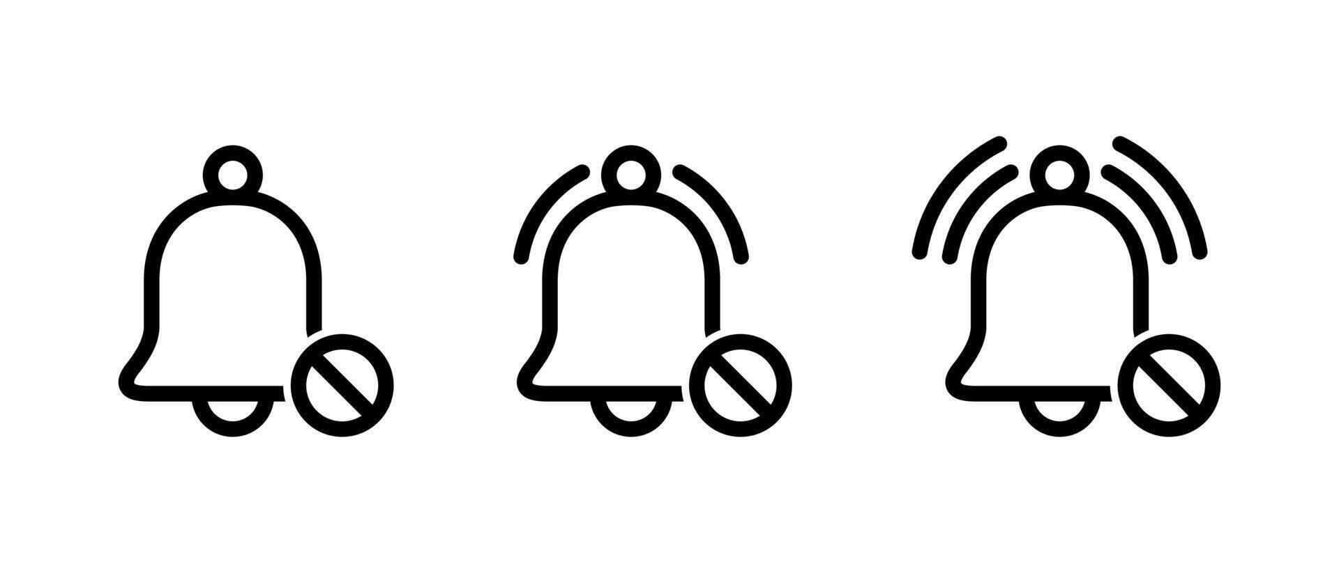 No bell prohibition icon set. Turn off notification sign symbol vector