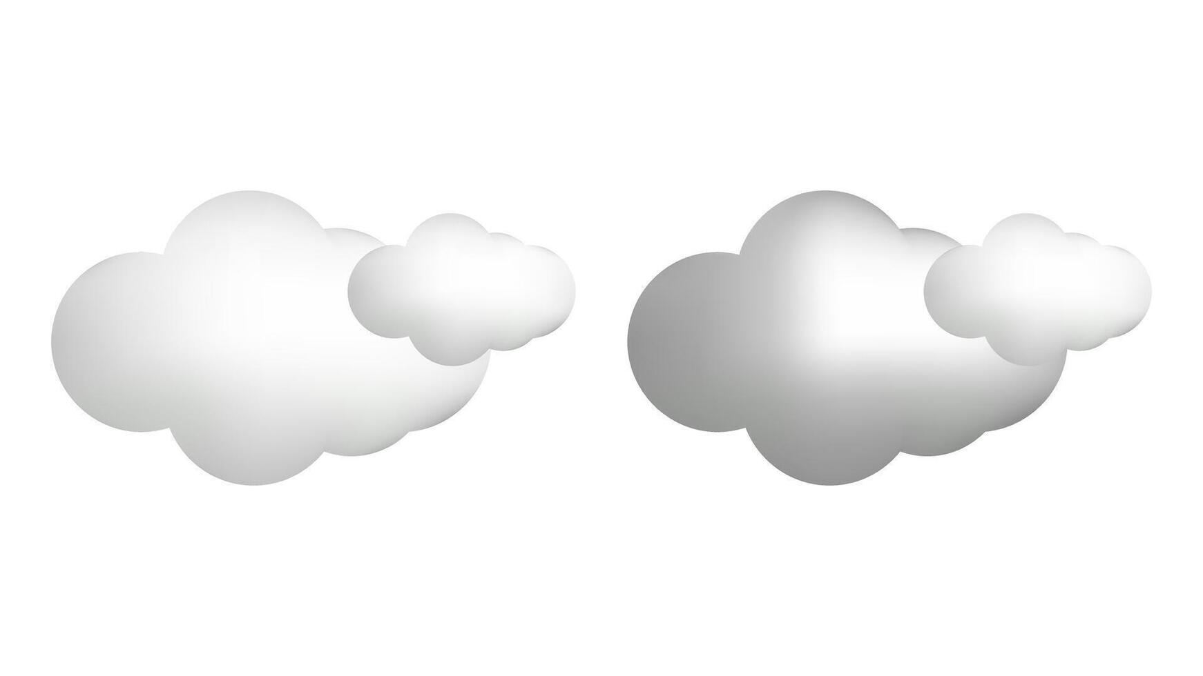 Weather 3d icons realistic isolated set. Day and Night. Cloudy, partly cloudy. Design weather app web site game logo banner. Meteorology concept. vector
