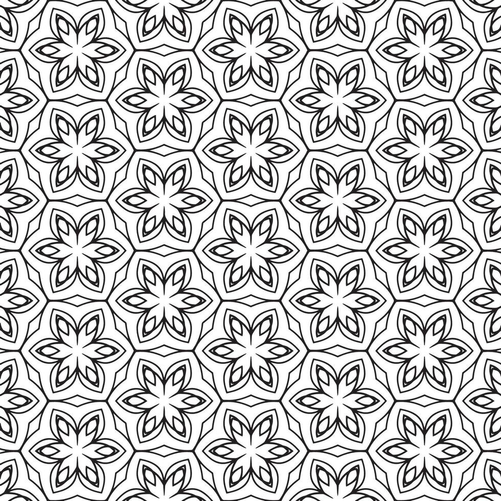 A black and white pattern with flowers vector