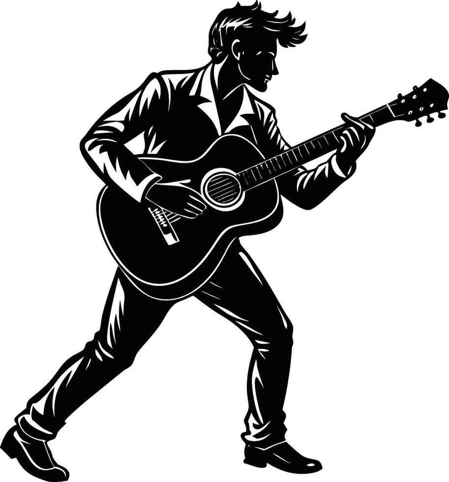 Guitar Music Flow in Rhythmic Silhouette vector