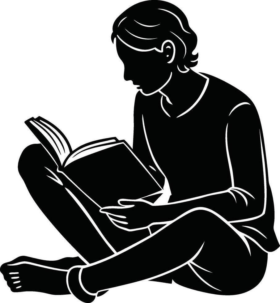Book Reading Silhouette Design vector