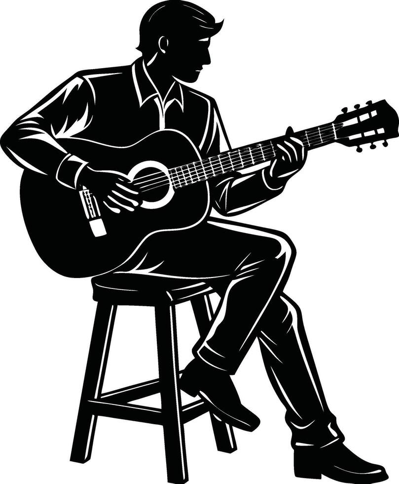 Artistic Guitar Playing Silhouette vector