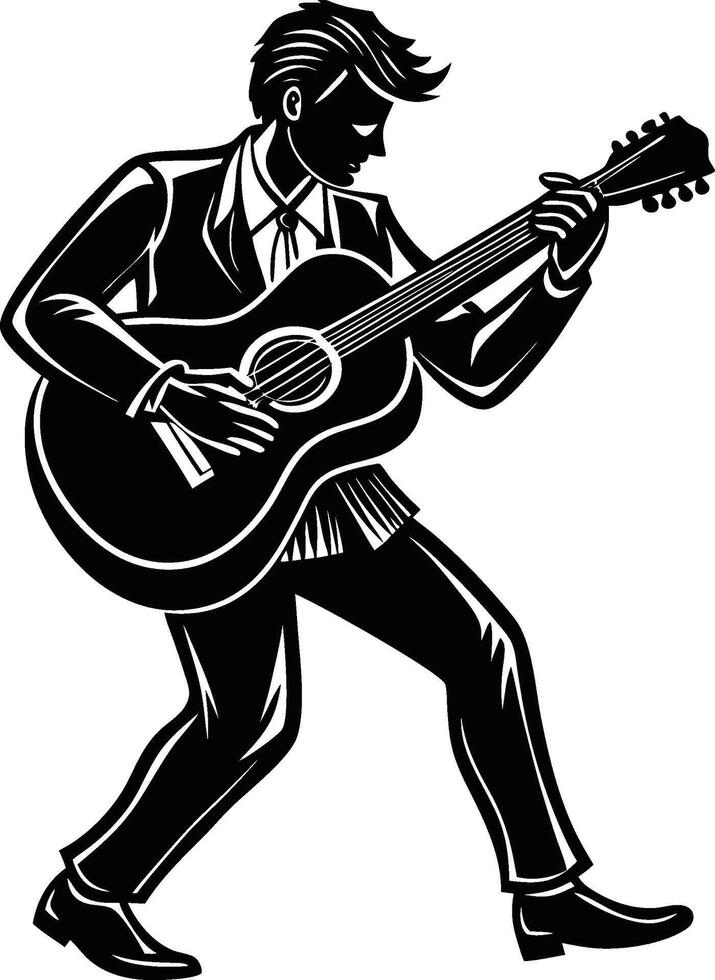 Harmony of Guitar in Silhouette Art vector
