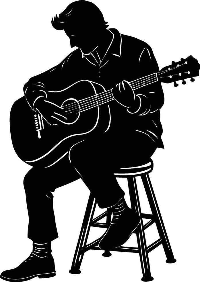 Expressive Guitar Silhouette Design vector