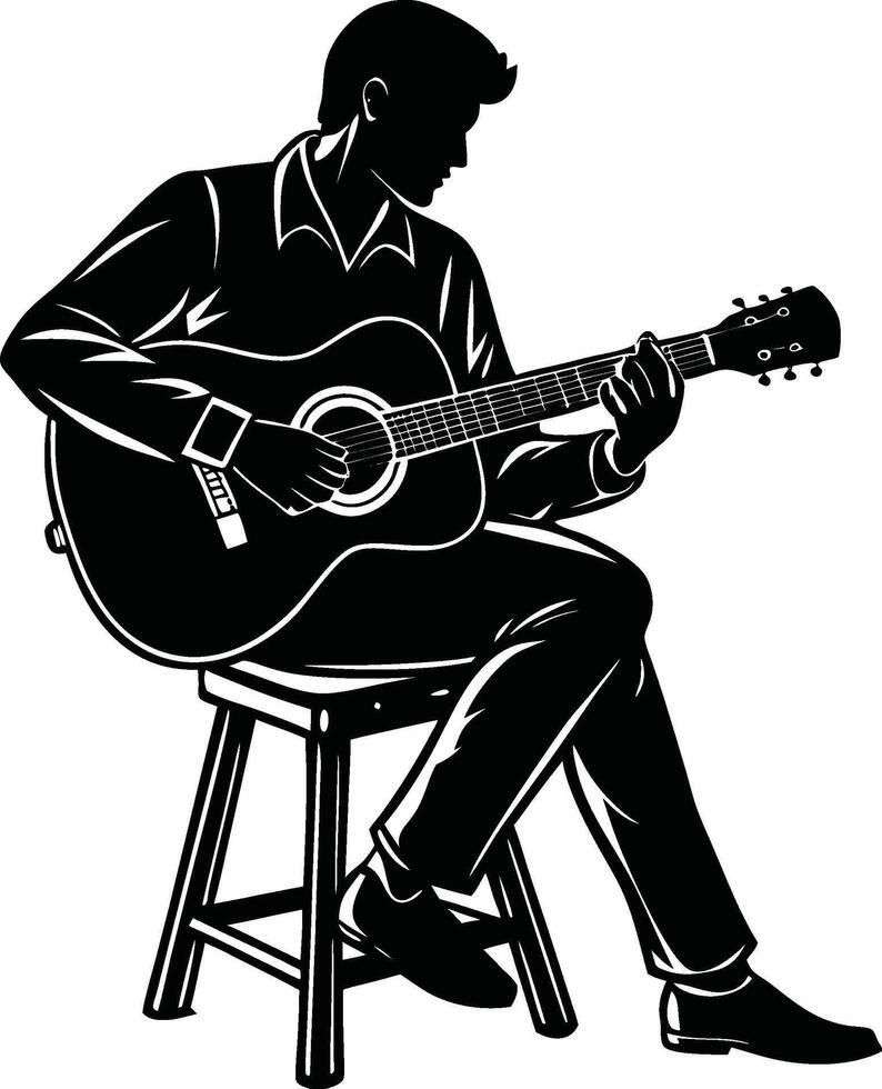 Vibrant Strings A Rhythmic Guitar Moment vector