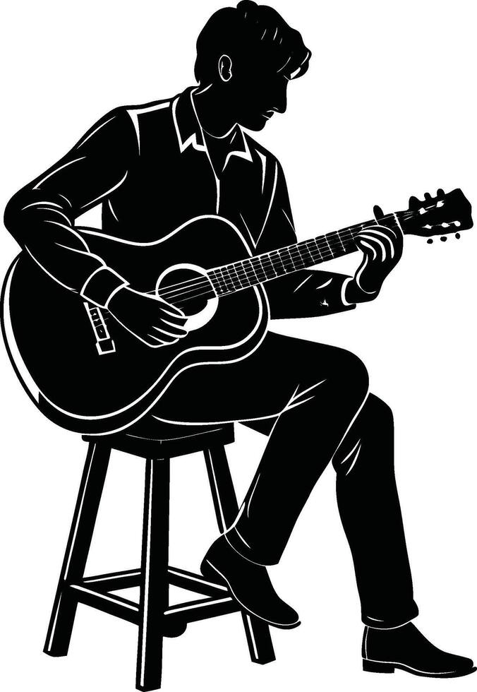 Guitarists Rhythm Silhouette vector