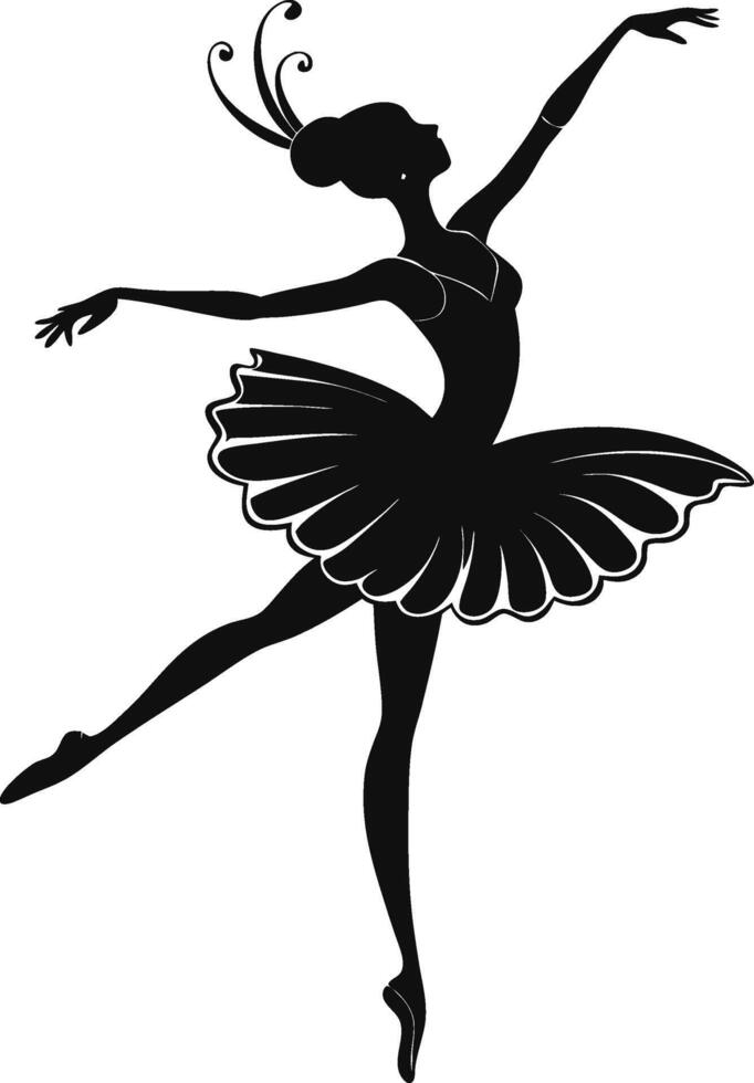Serene Silhouette of a Dancing Ballerina vector
