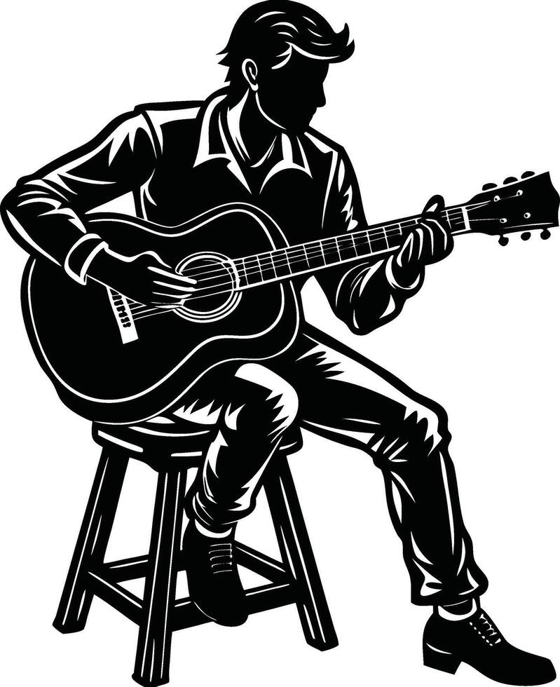 Melodic Vibes of Guitar Silhouettes vector