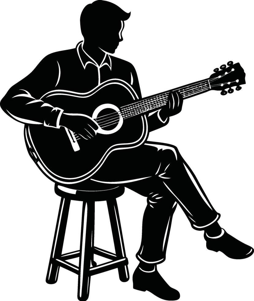 Guitarist in Motion Silhouette Style vector