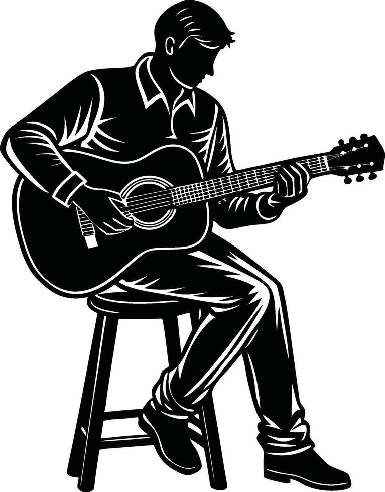 Musical Journey Guitar Silhouette vector