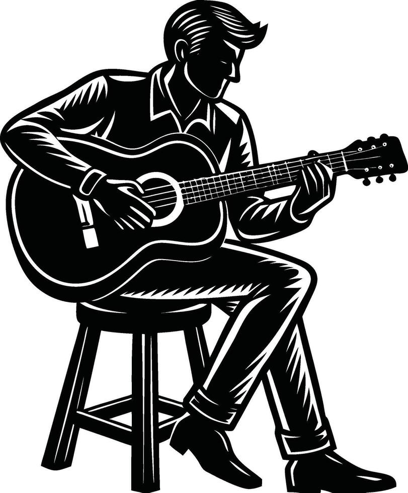 Guitar Tunes Flowing Silhouette vector