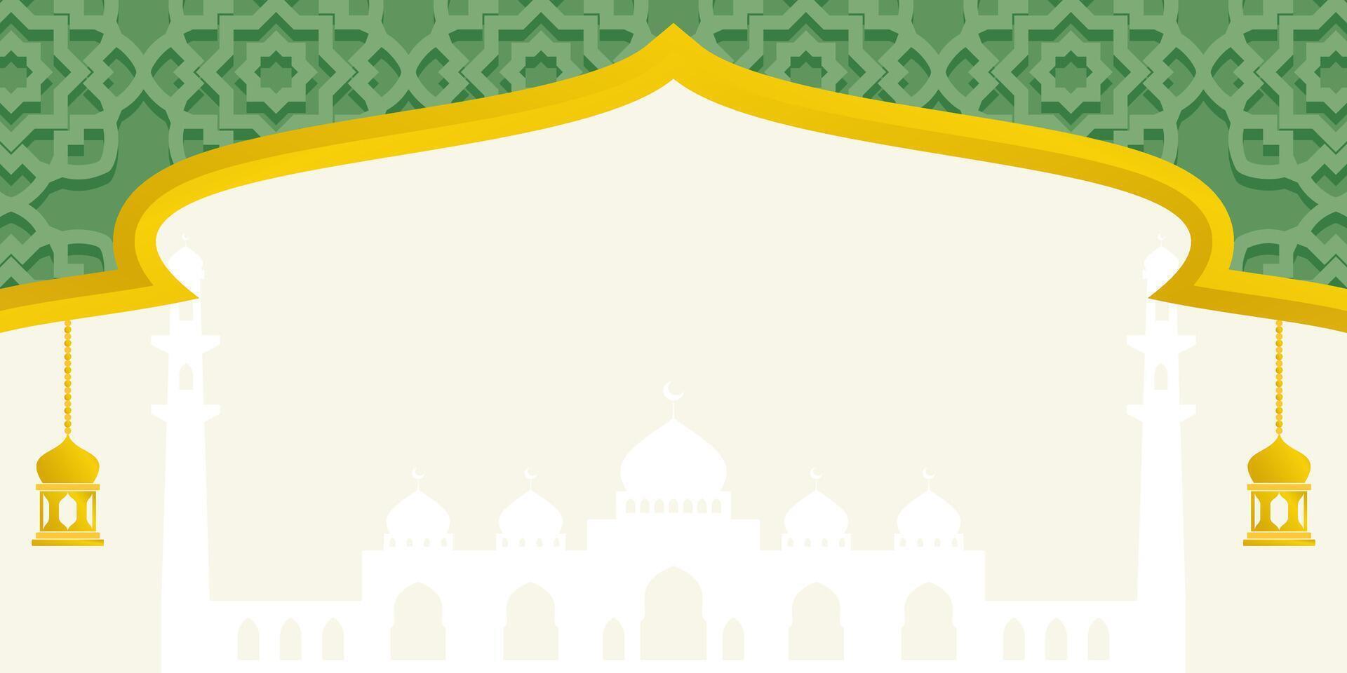 Islamic Background, Free Copyspace Area. With silhouette of Mosque and Lantern. Template design for banner, poster greeting card. vector