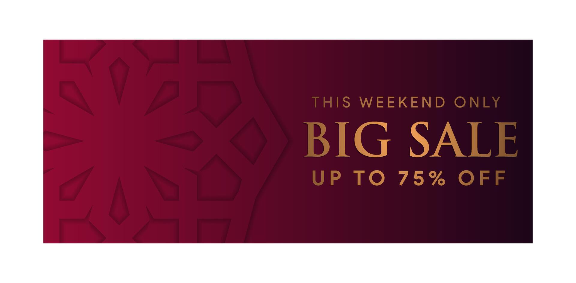 Ramadan Kareem Big Sale Banners with Red and Gold Background on horizontal layout vector