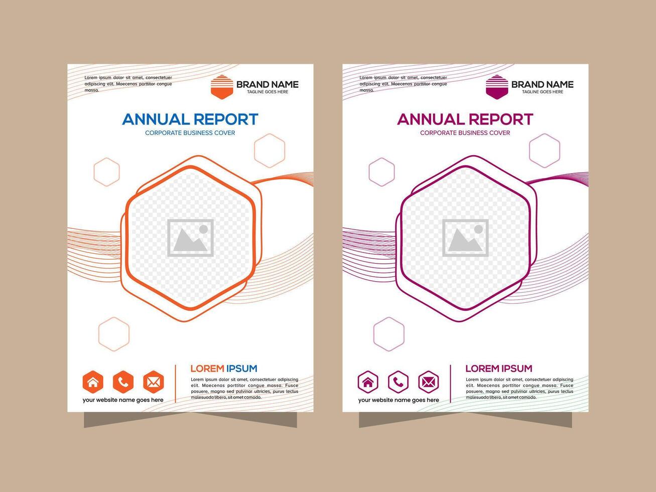 collection of Elegant sharp blend line basic shape cover design with space for photo on hexagon shape. vector