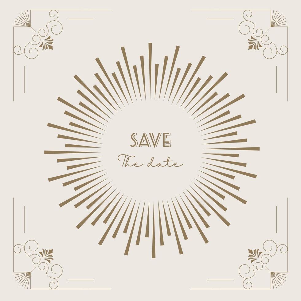 square vintage art deco template for square design vector