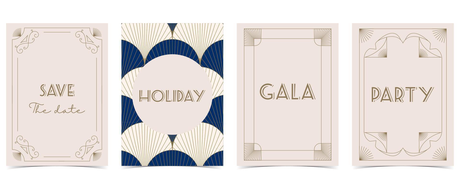 wave vintage art deco template for a4 vertical design vector