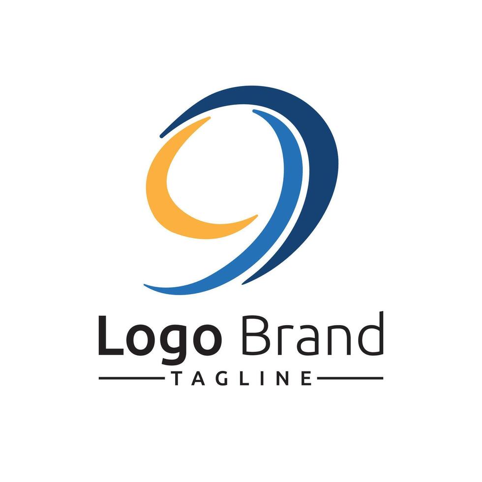 9 Nine Number Abstract Business Logo Template vector