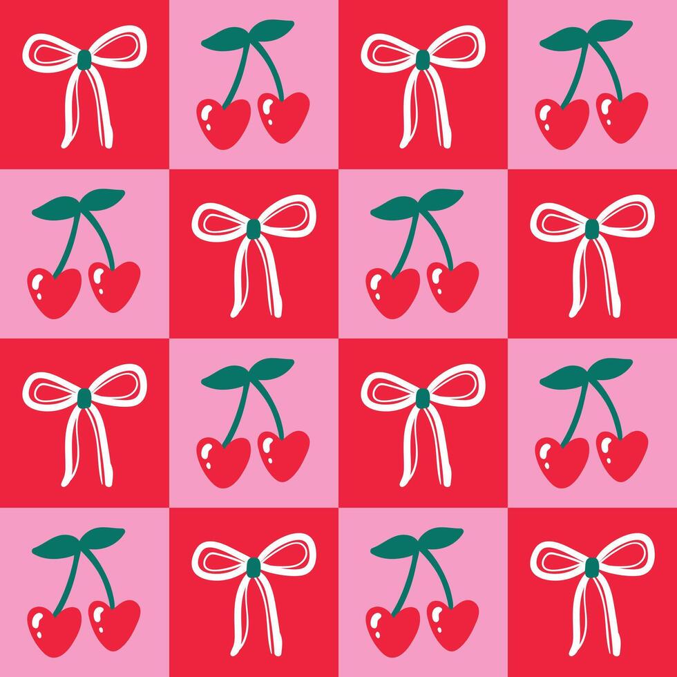 Bows Cherry Pattern Cherry Background vector
