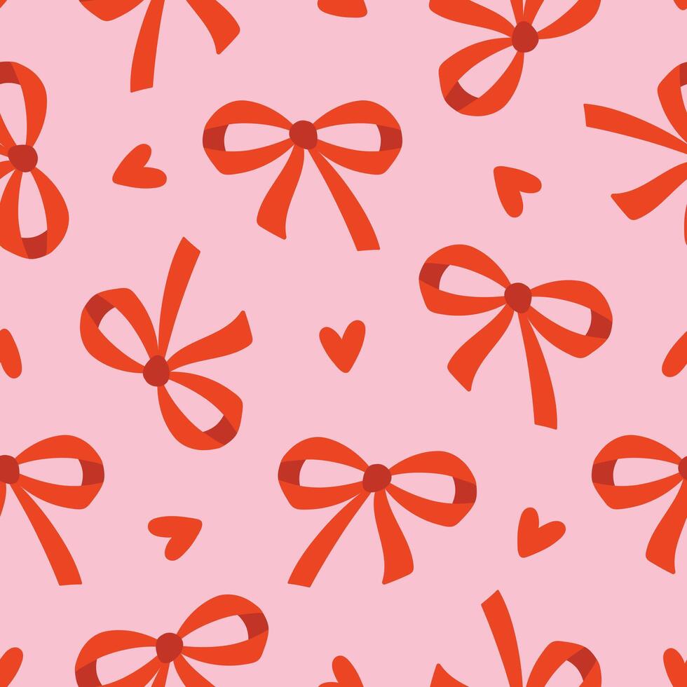 Valentine Bows Pattern Coquette Bow Background Red Bows vector