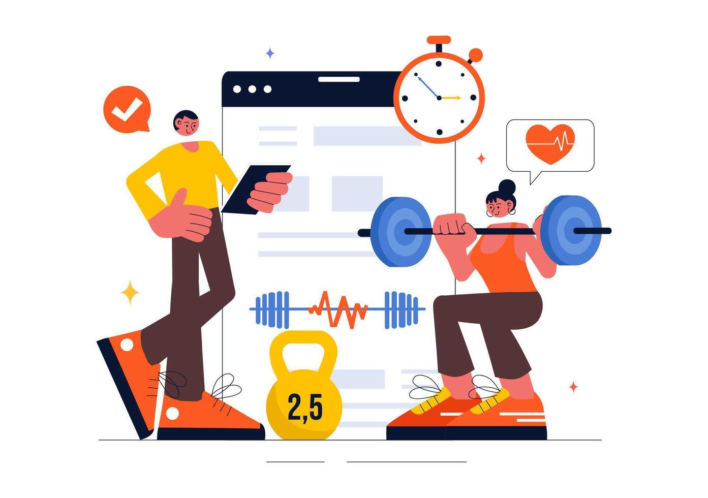 Sports and Fitness Coaching Illustration with a Professional Trainer vector