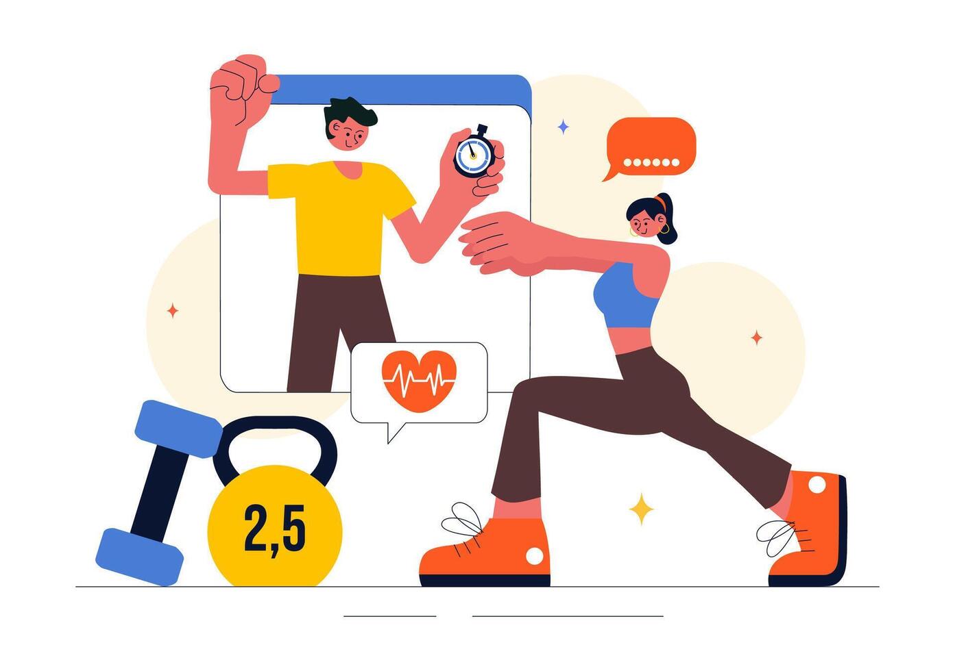 Personalized Workout Training Illustration with a Wellness Coach vector
