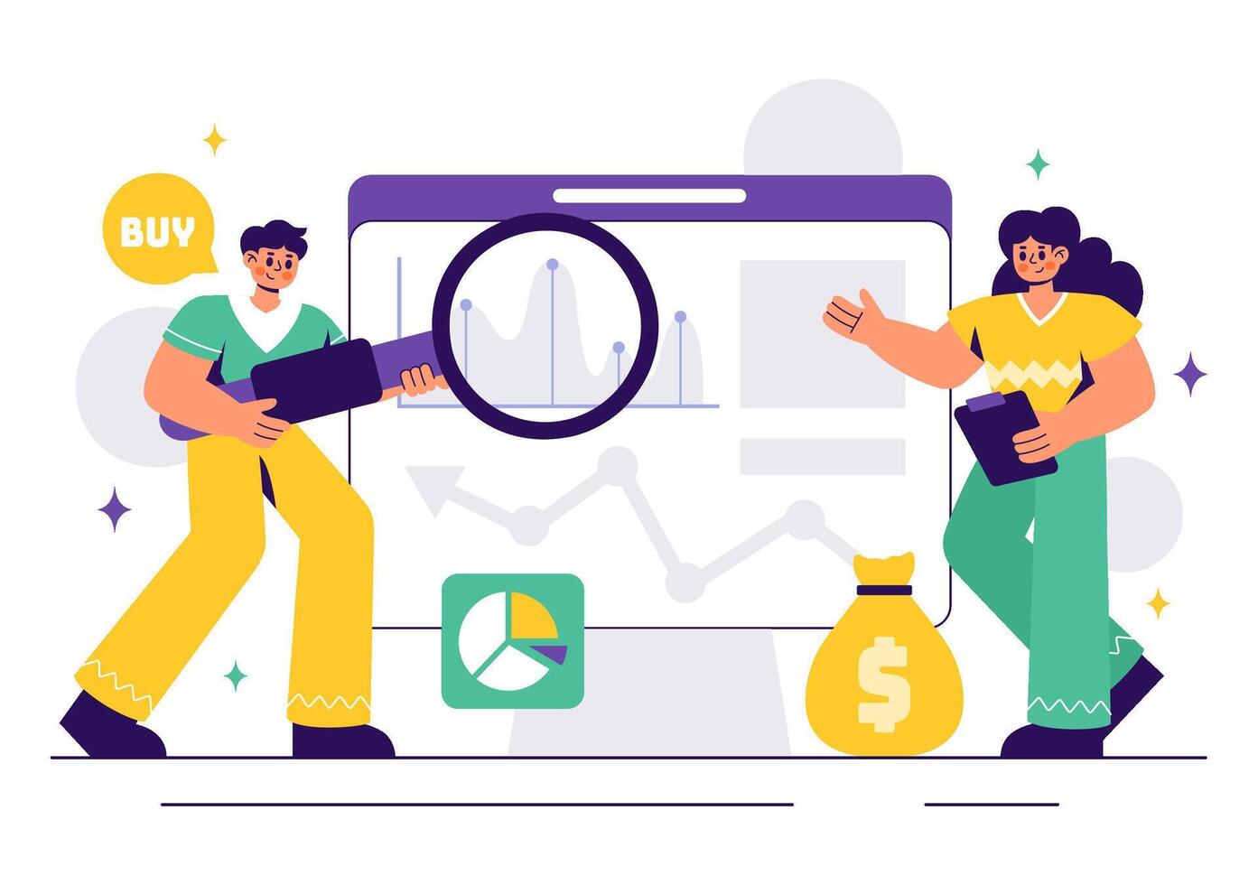 Stock Exchange and Investment Illustration with Bullish Market Trends and Wealth Growth vector
