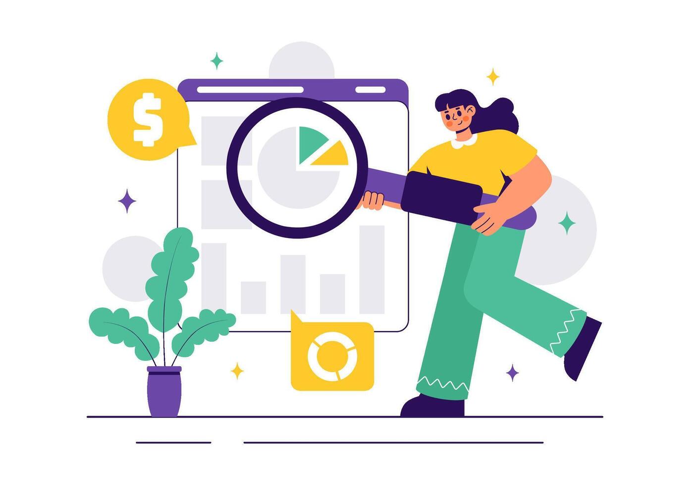 Business Success and Market Analytics Illustration with Financial Growth Indicators and Gold Assets vector