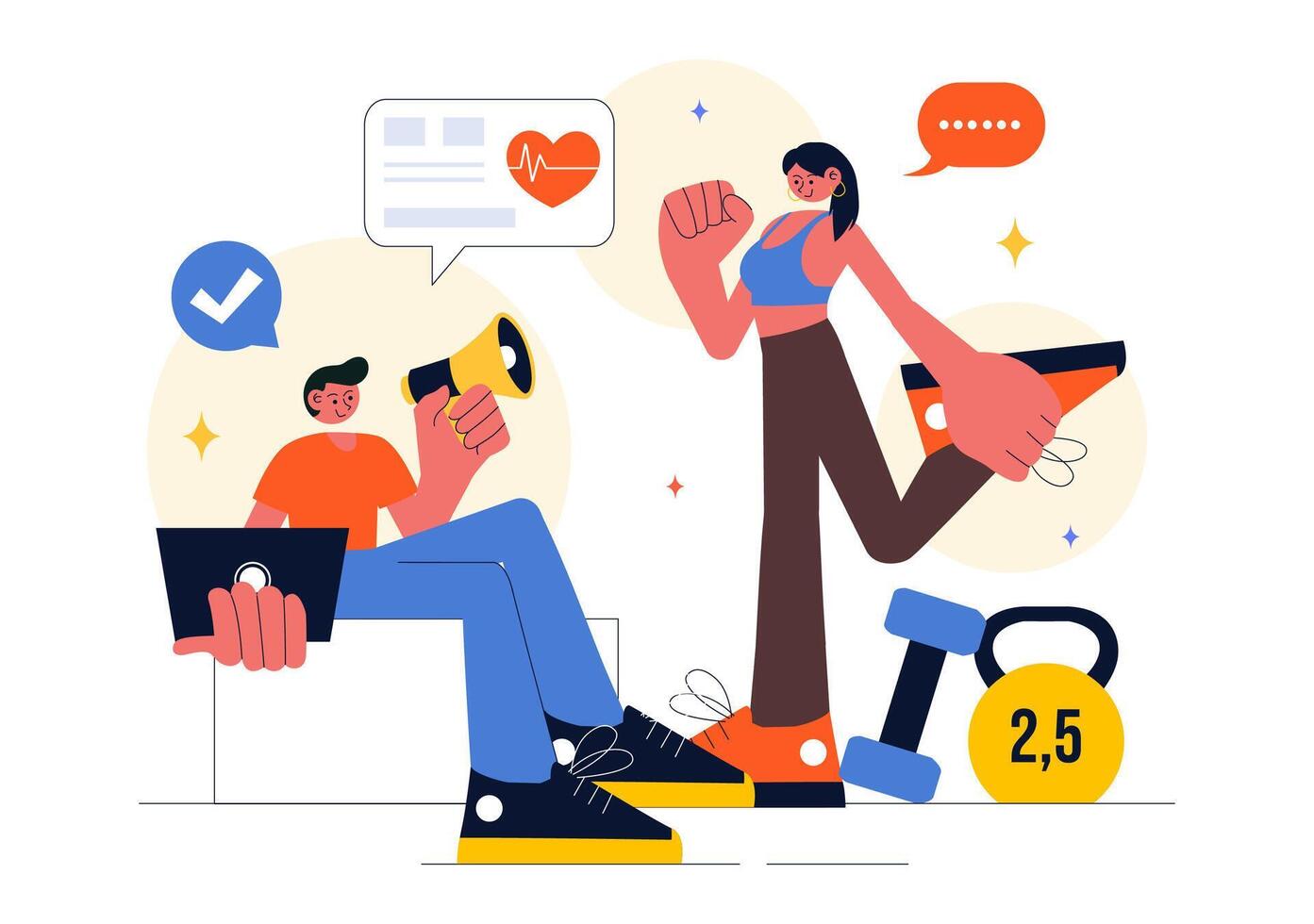 Personalized Wellness Coaching Illustration for Fitness and Health Training vector