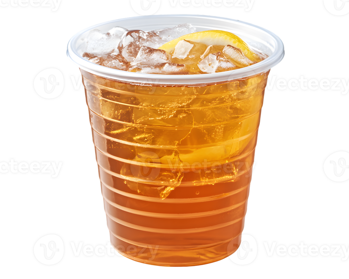 Lemon Iced Tea in Clear Plastic Cup png