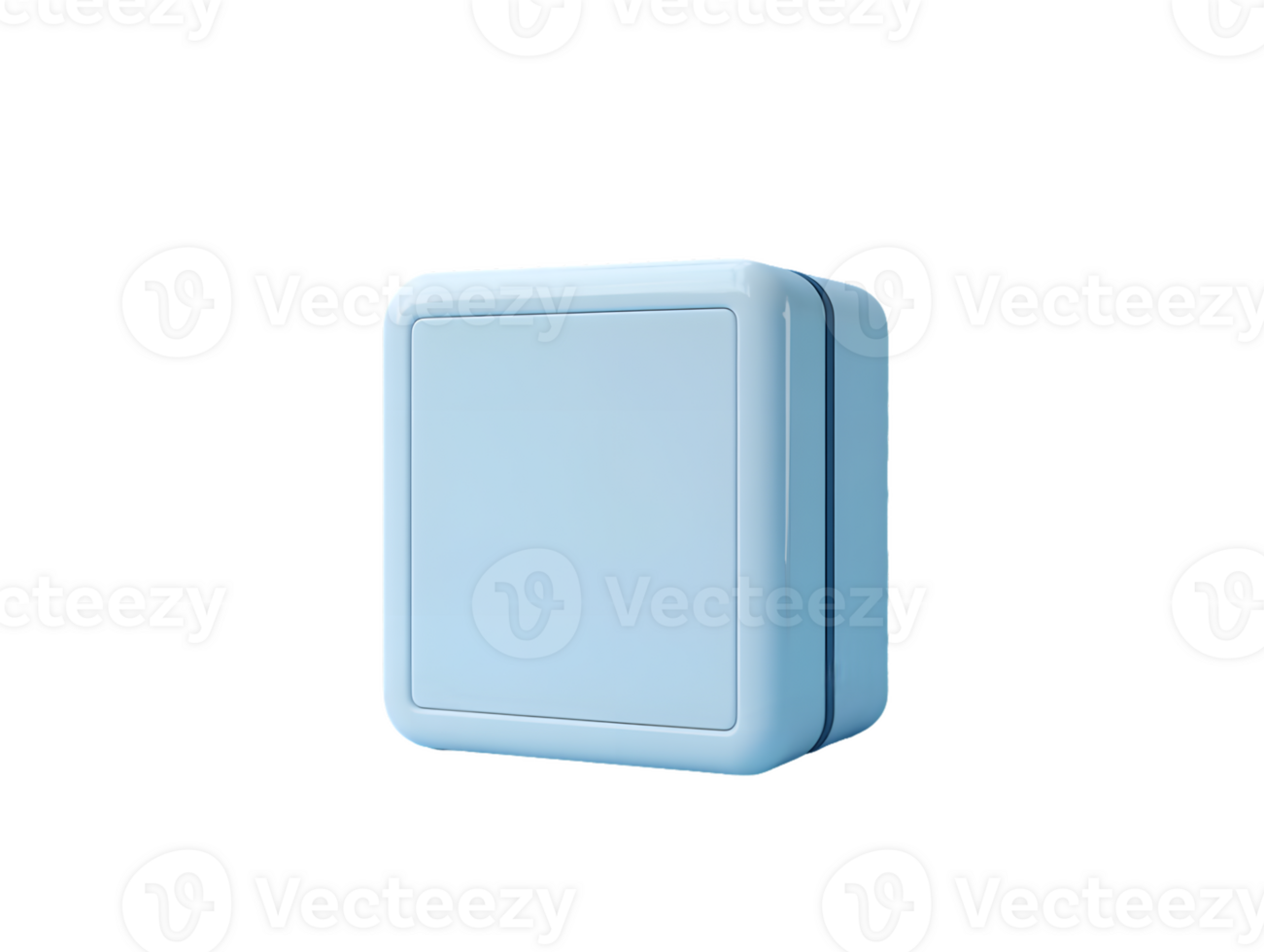 Minimalist Solid Color Blue Cube with Smooth Edges Featuring a Modern Design png