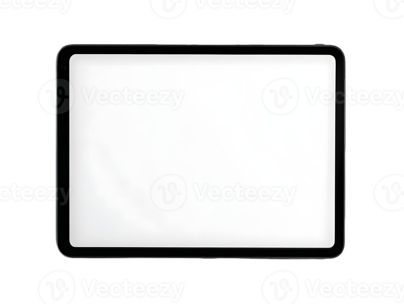 Blank Digital Tablet Display with Black Border on Transparent Background png