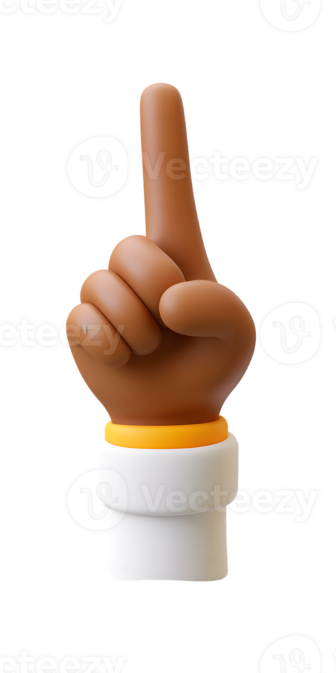 Cartoon Style Hand Gesture Pointing Upward with Finger Raised in Celebration or Victory png