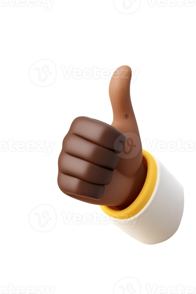 3D Rendered Cartoon Hand Giving Thumbs Up Gesture Symbolizing Approval and Positivity png
