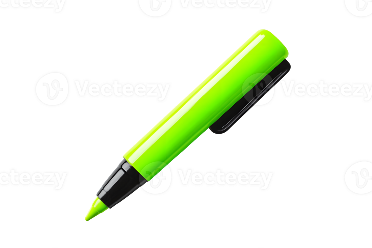 Bright Green Highlighter Pen With Sleek Design on Transparent Background png
