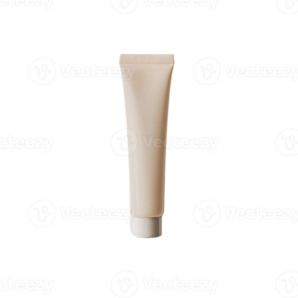 Simple Beige Cosmetic Tube with Minimalist Design on Transparent Background png