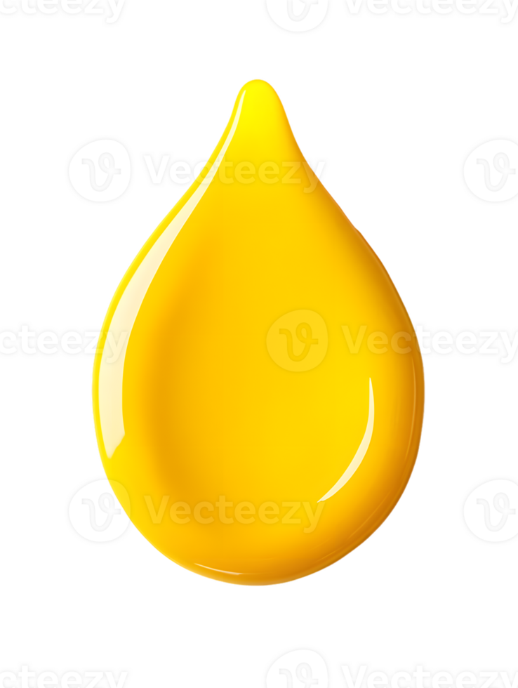 Glossy Yellow Paint Droplet on Transparent Background Showcasing Smooth Texture and Vibrant Hue png