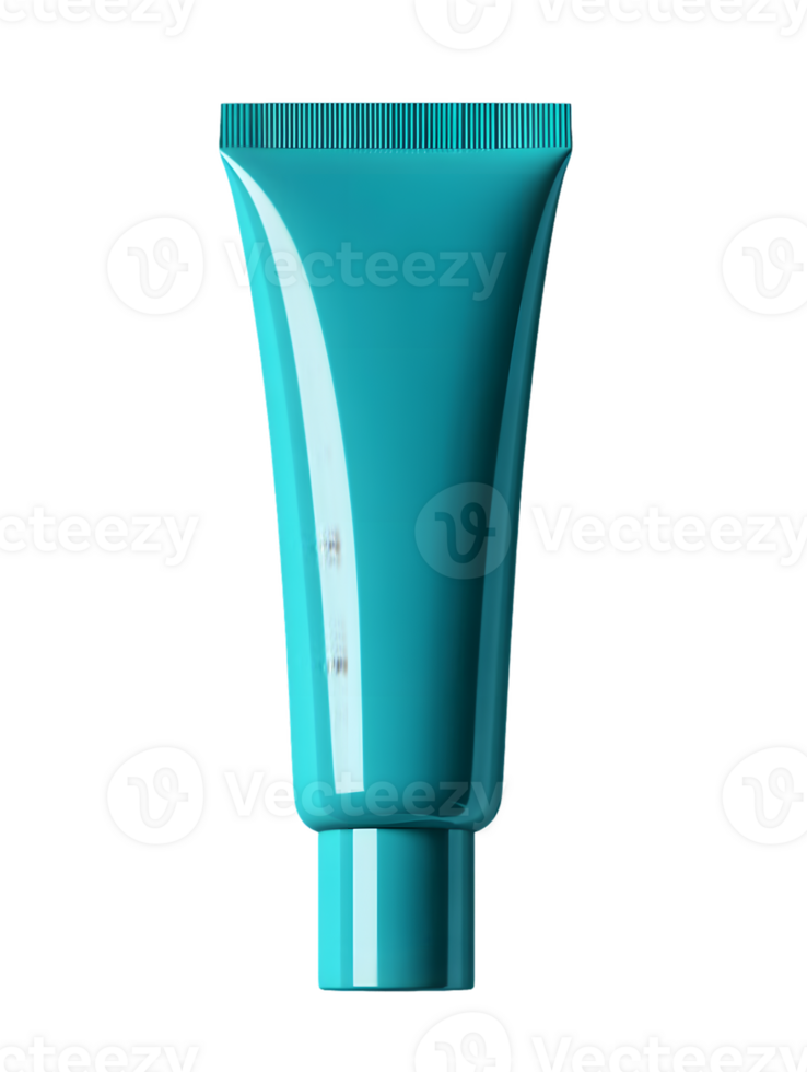 Sleek Turquoise Cosmetic Tube with Glossy Finish on a Transparent Background png