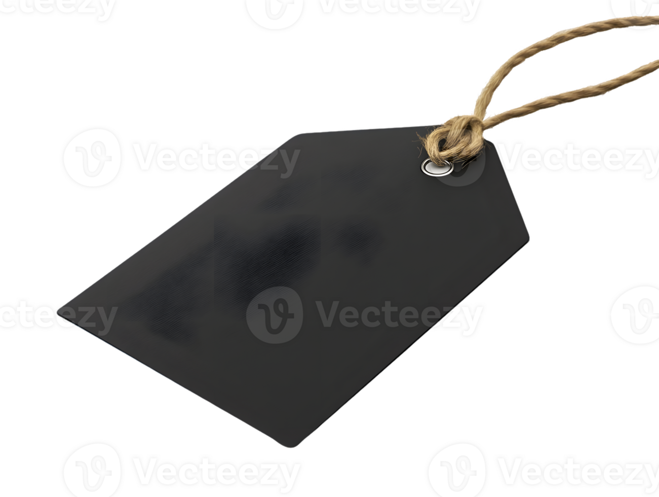 Minimalist Black Tag with String on Transparent Background for Labeling and Signage png