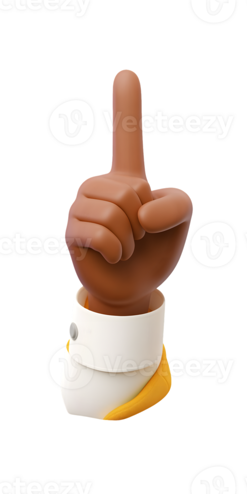Raised Index Finger Hand Gesture Representing Importance and Attention in 3D Design png