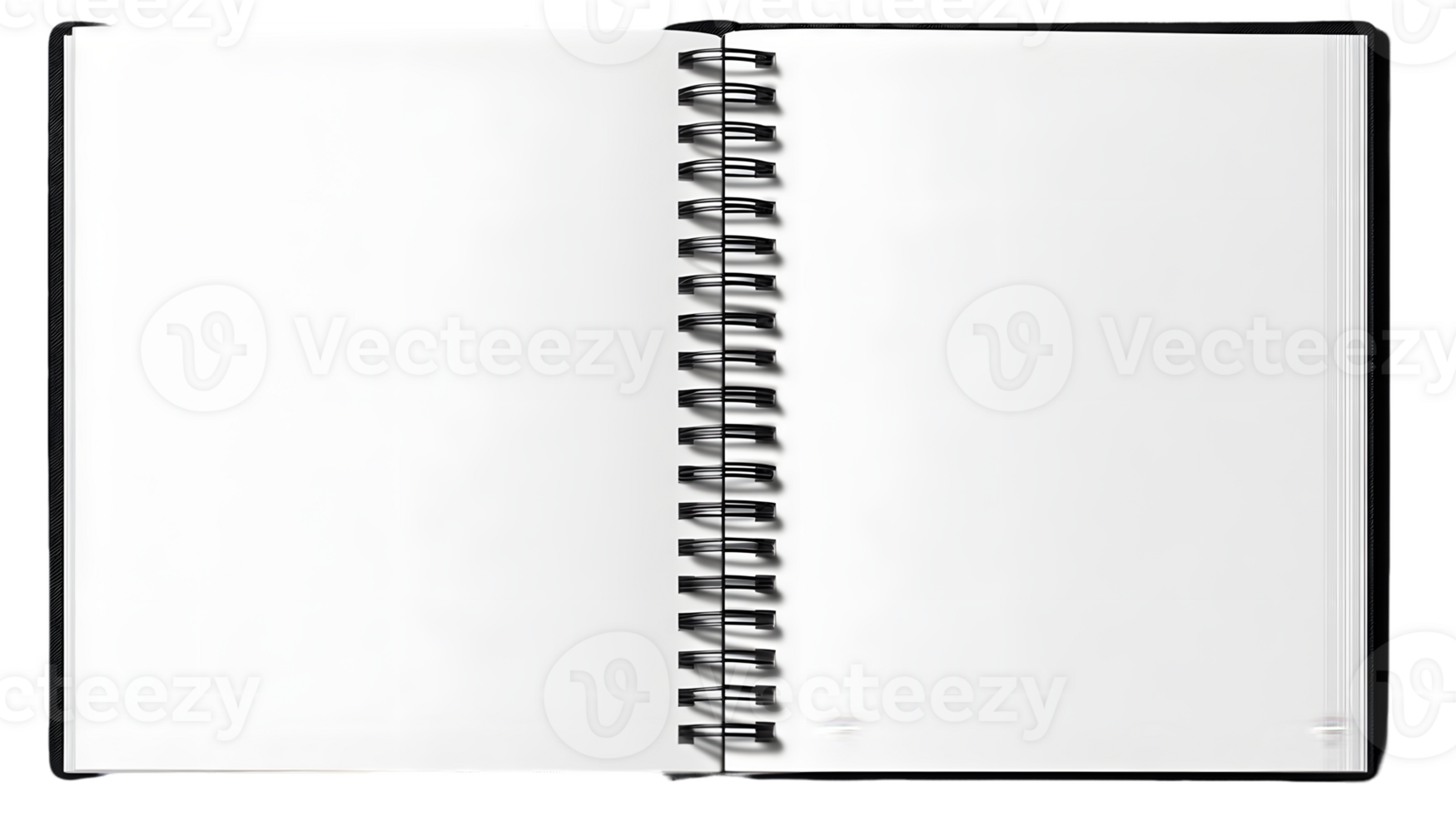 Empty Spiral-Bound Notebook with Blank Pages for Notes and Creative Ideas on Transparent Background png