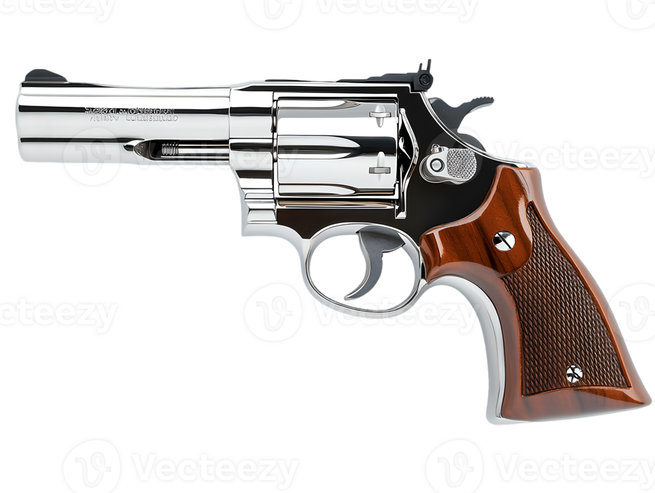 Chrome Revolver with Brown Grips png